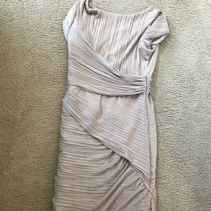 Halston heritage ruched taupe dress size 6